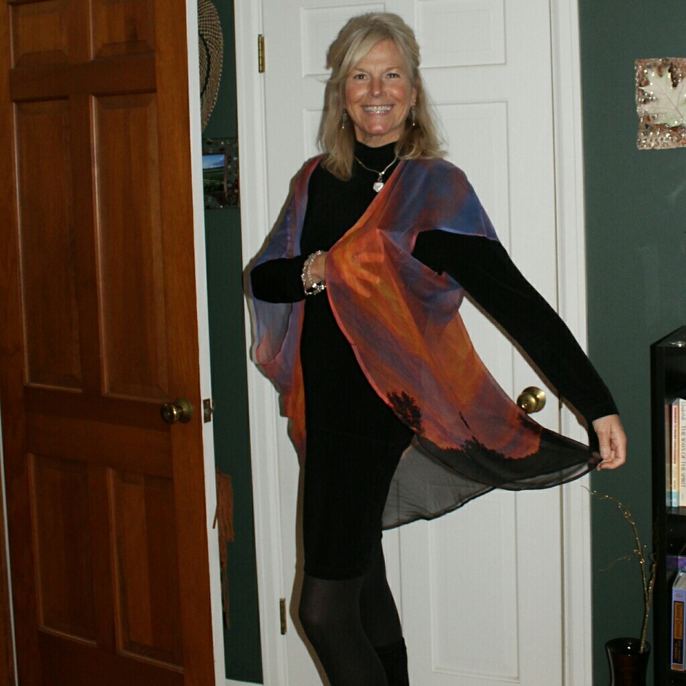SOLD!! 💘 KIMONO Sunset Gorgeous sheer sexy chic! - Picture 1 of 8